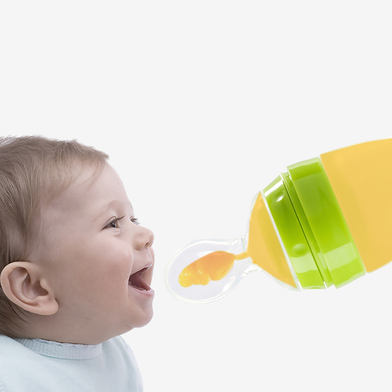 Komplementær ske silikone klemme ske børns komplementære madflaske